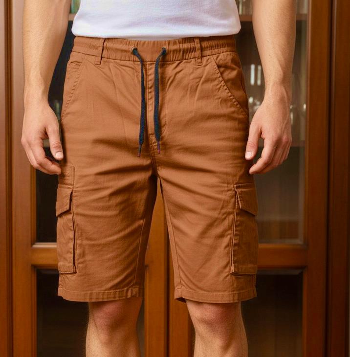 Men’s Khaki Laced Side Pocket Shorts | Stylish & Comfortable | Tryahu Ghana